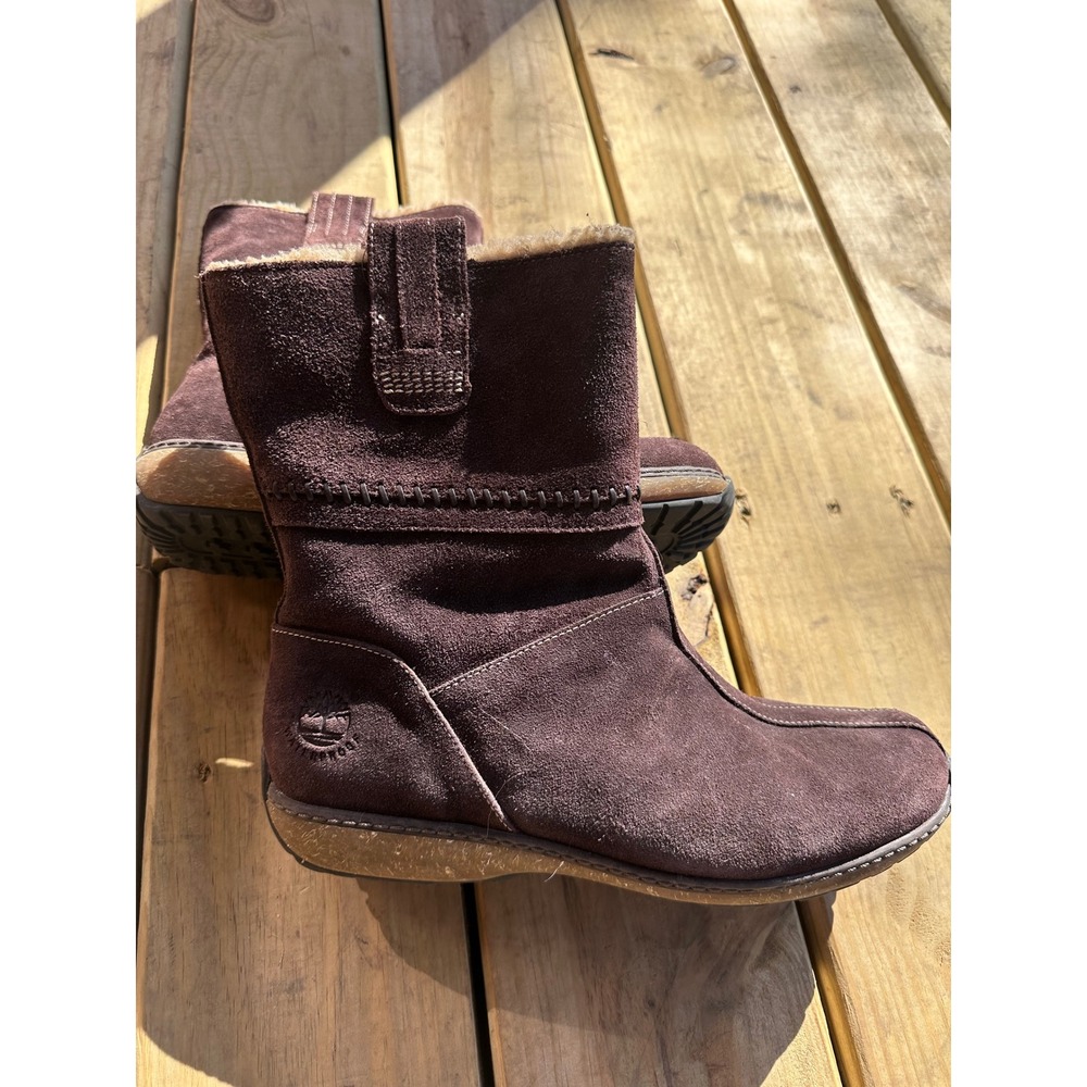 Timberland Womens Chocolate Brown Suede Winter Snow Boots Pull On -  Size US 9